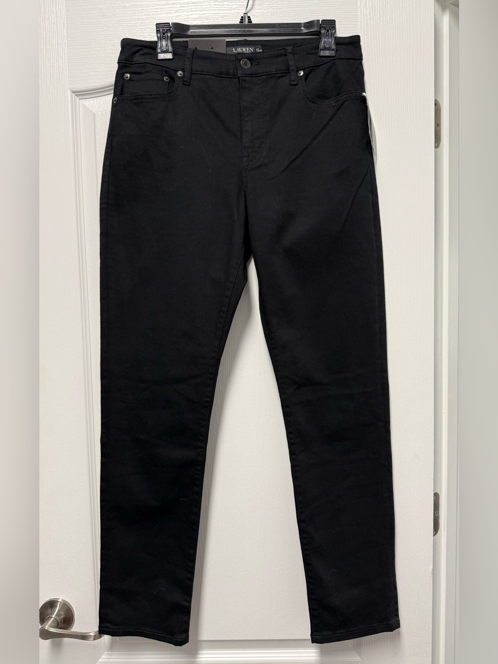 Ralph Lauren Ladies Curvy Mid-Rise Skinny Ankle Black Jeans Size 10